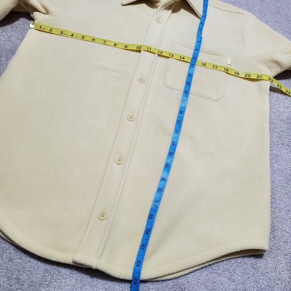 TNA Aritzia Fleece Button-Up Shirt Jacket Shacket Butter Yellow Women's Small - Picture 12 of 12